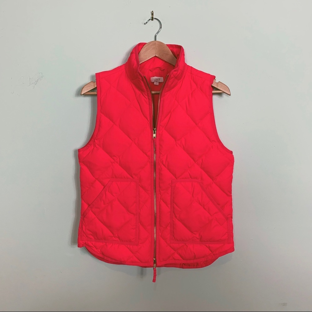 J Crew Factory Bright Pink Down Blend Puffer Vest
